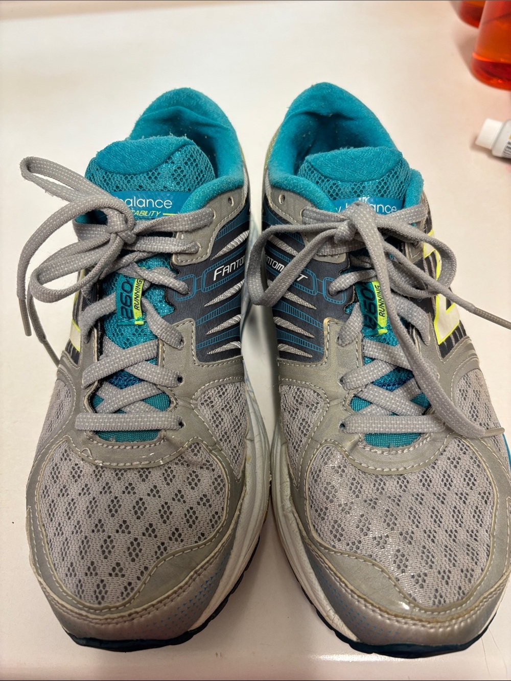 New Balance Gray Teal & Neon Yellow Athletic Sneakers*
